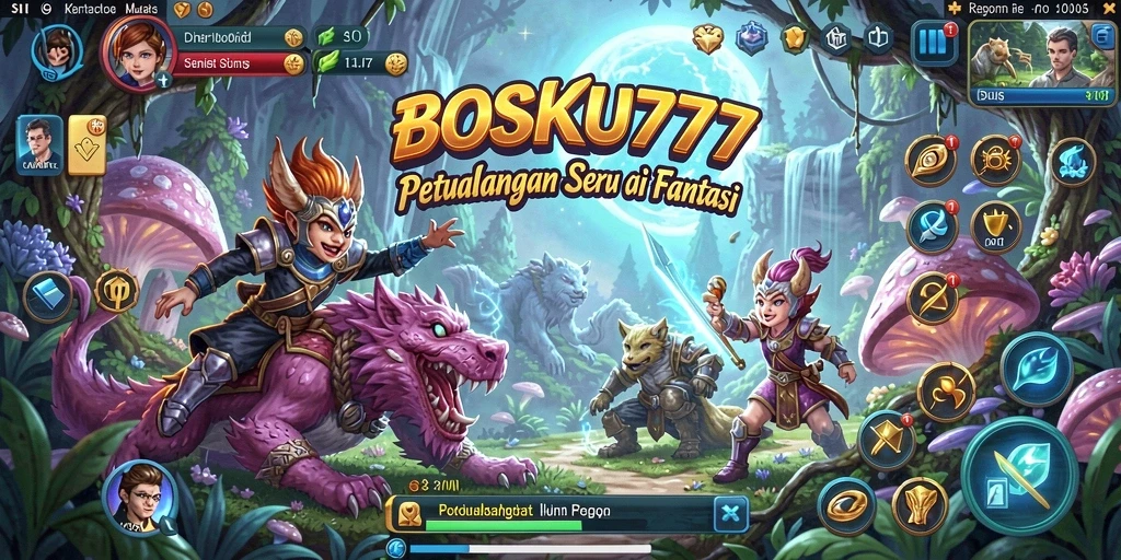 Screenshot menunjukkan karakter menjelajahi dunia petualangan yang indah.