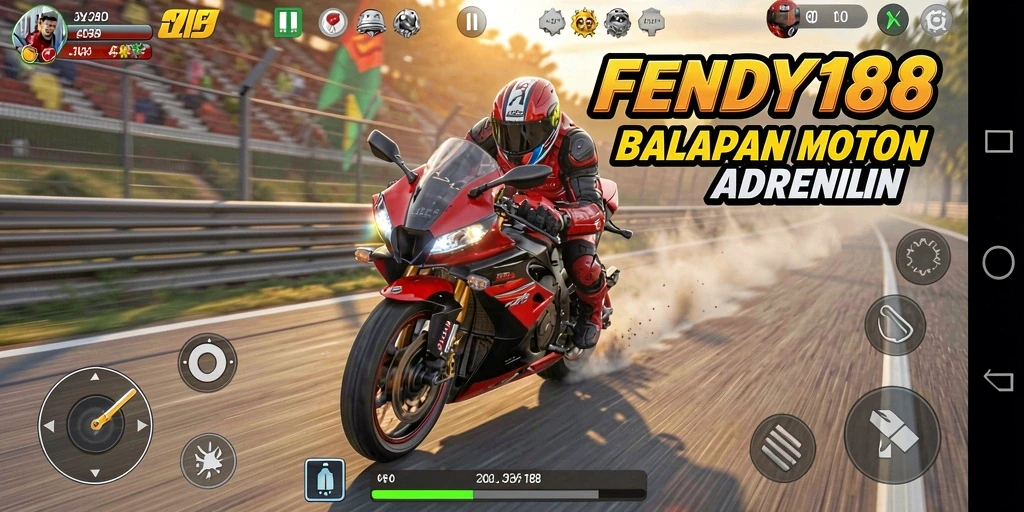 Tampilan gameplay balapan motor yang mendebarkan di FENDY188.