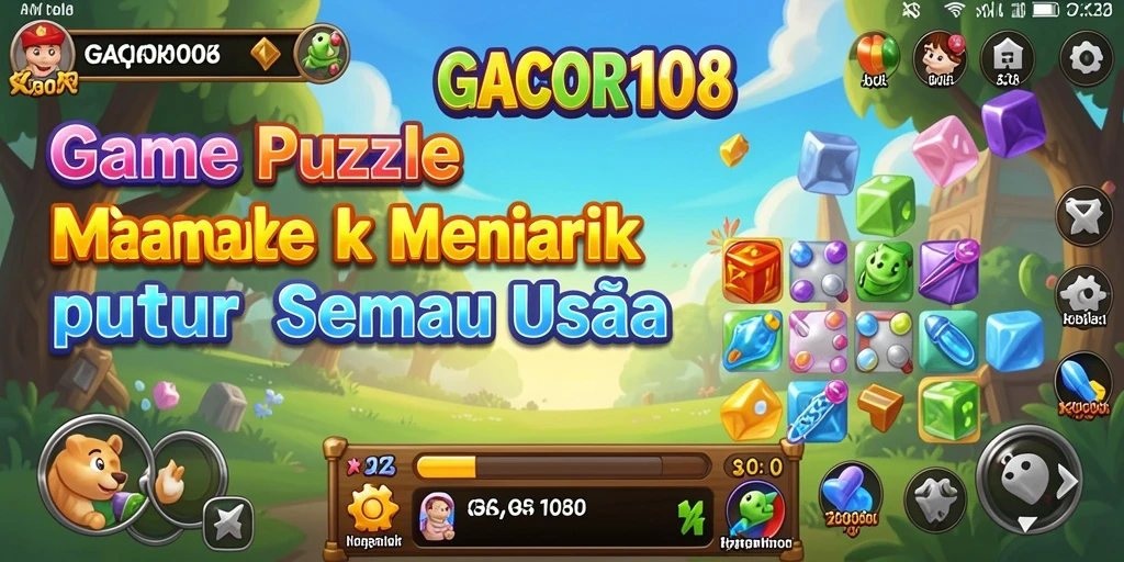 Screenshot gameplay GACOR108 menampilkan tantangan puzzle yang seru.