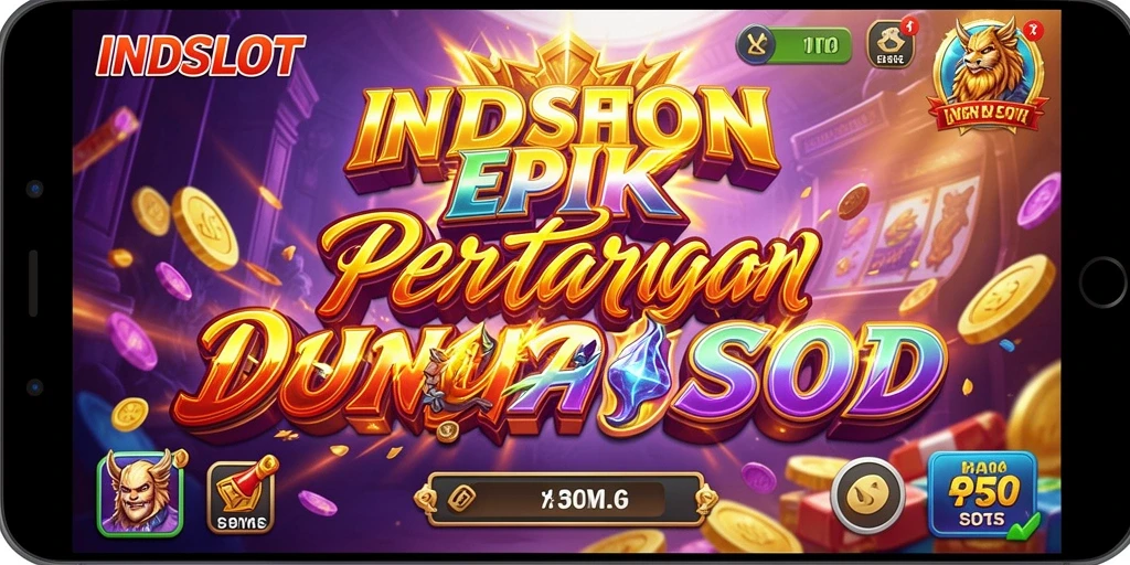 Screenshot gameplay yang menunjukkan pertarungan seru di INDSLOT.