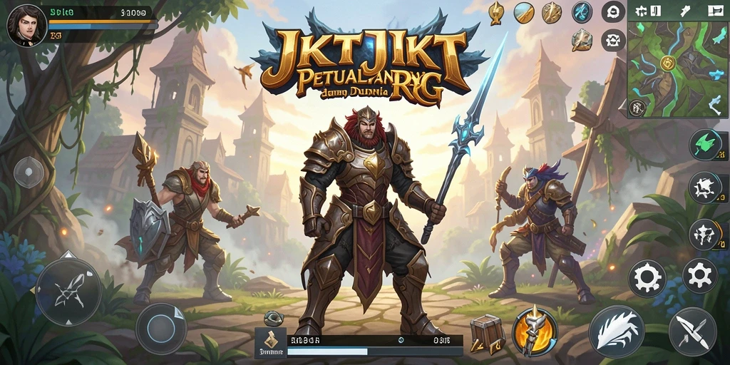 Screenshot utama menunjukkan aksi seru dari gameplay RPG JKTJKT.