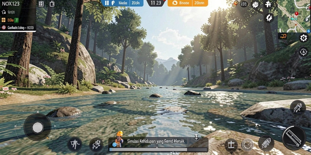 Tangkapan layar menunjukkan gameplay NOX123 yang mendalam dan interaktif.