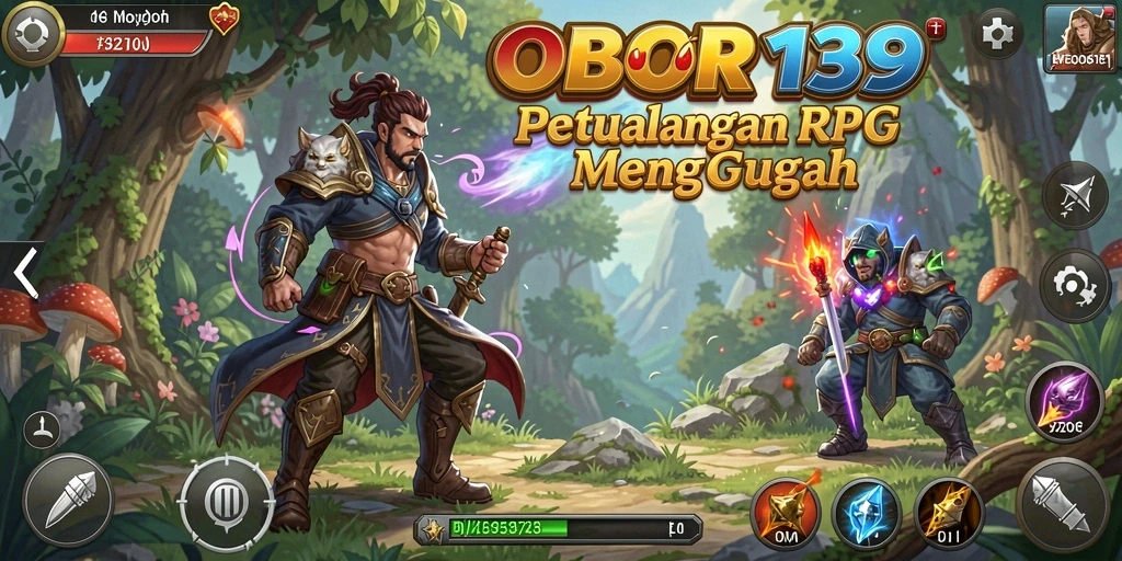 Screenshot utama OBOR138 menampilkan pertarungan seru dalam dunia RPG.