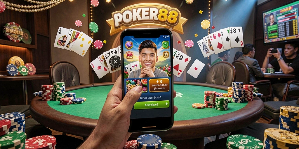 Tampilan gameplay POKER88 dengan aksi mencocokkan simbol Match-3.