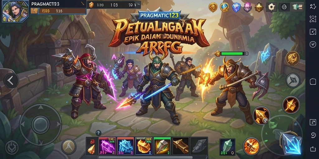 Screenshot gameplay PRAGMATIC123 menampilkan pertempuran epik di dunia fantasi.