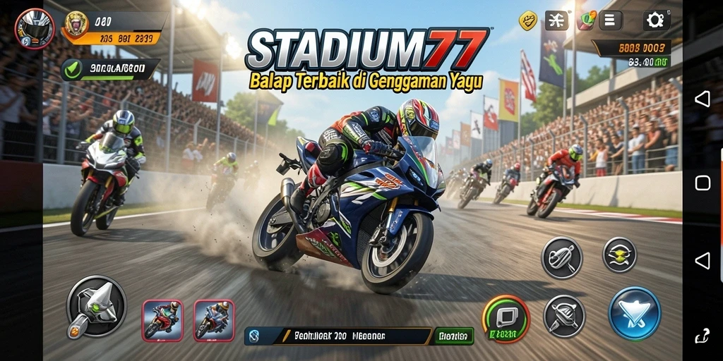 Tampilan seru dari gameplay balap motor yang terampil.