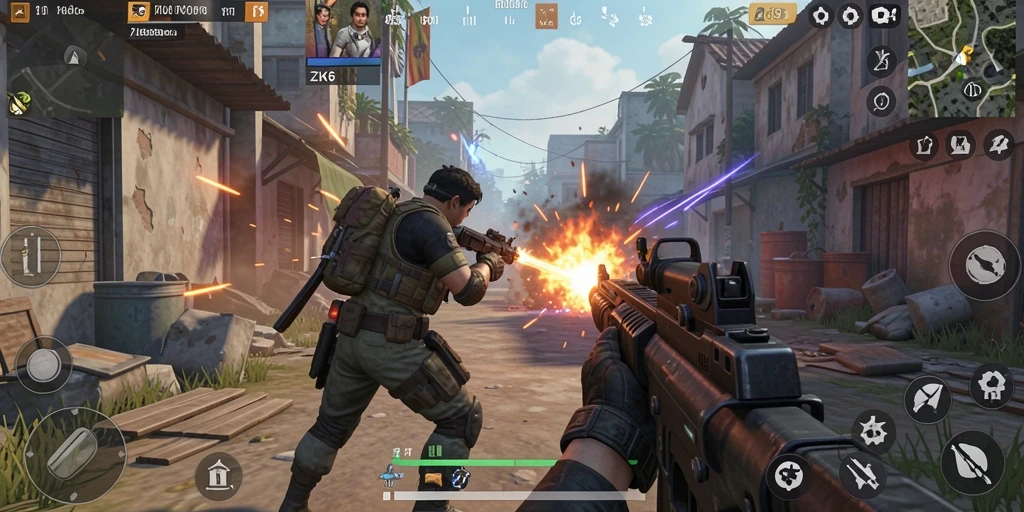Tangkapan layar ZK6 menampilkan aksi tembak-menembak seru dalam permainan FPS.